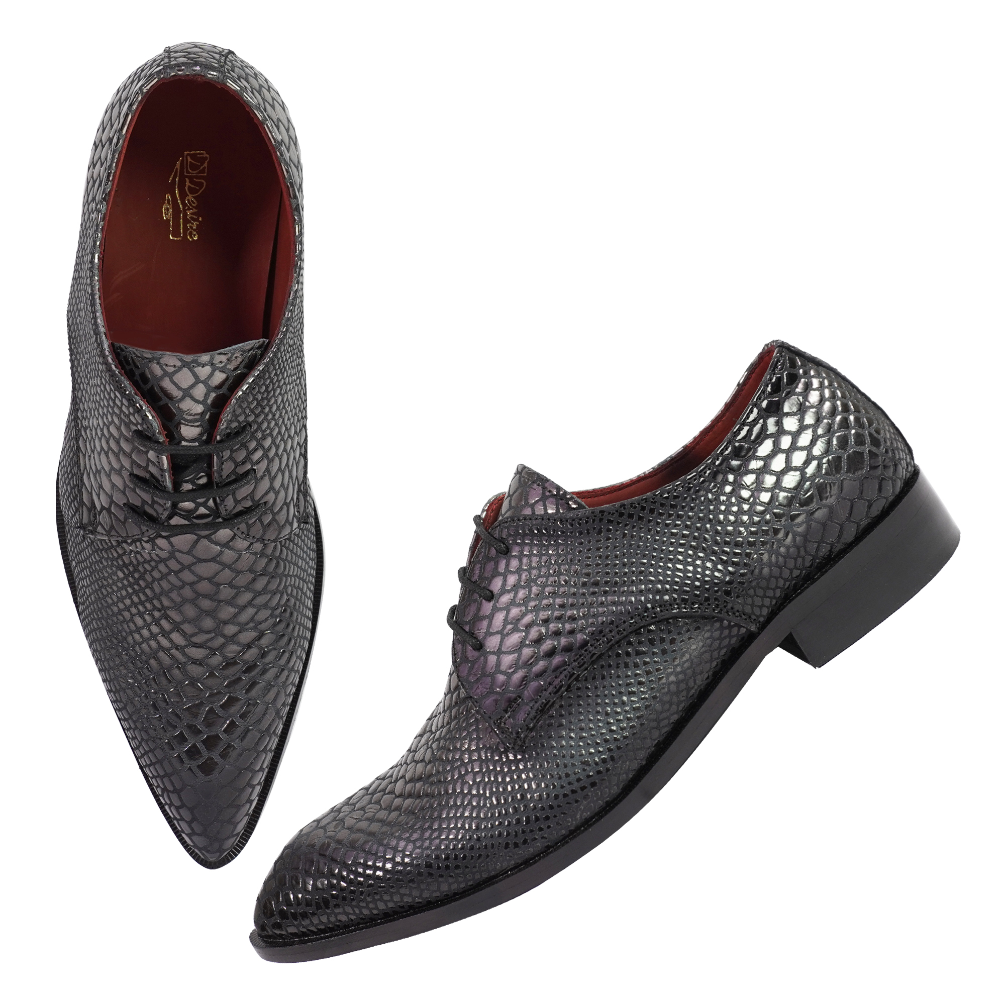 2527 Printed Patent lace up Leather Shoes